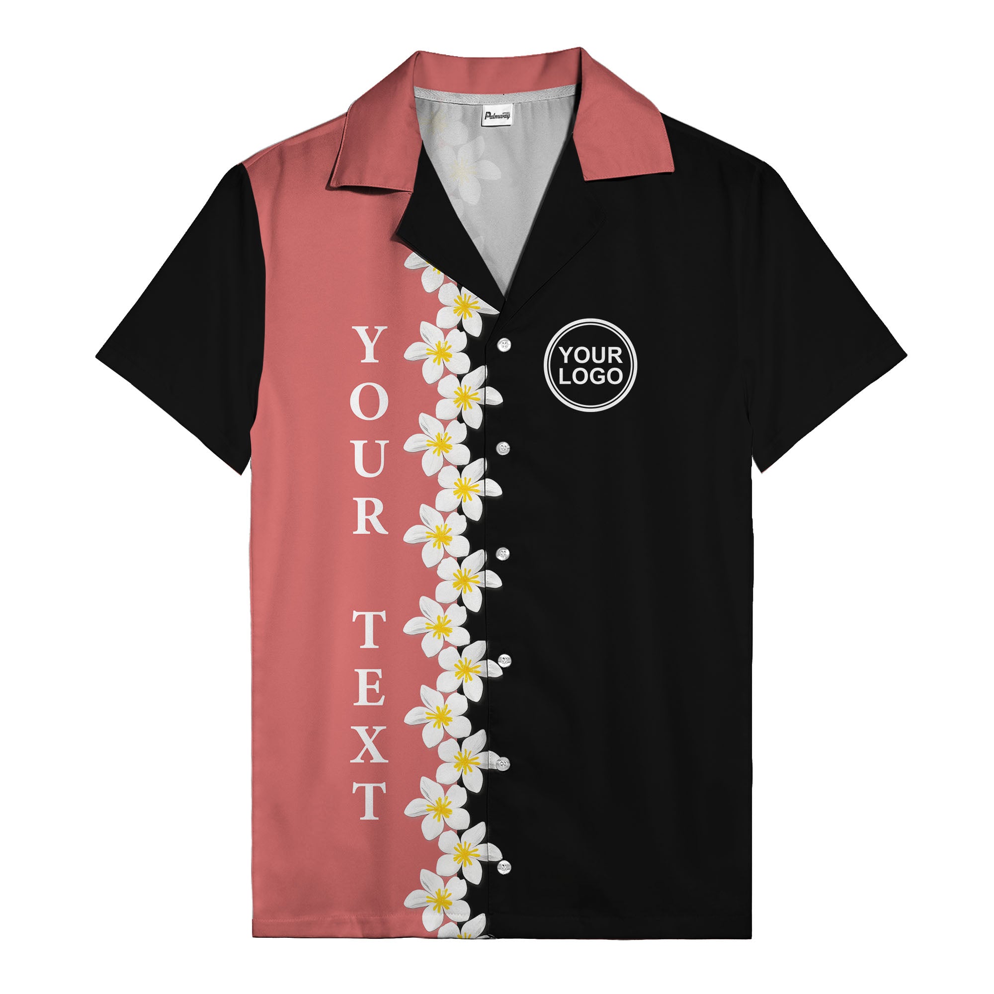 White Blossoms & Yellow Centers Vertical Stripe Hawaiian Shirt