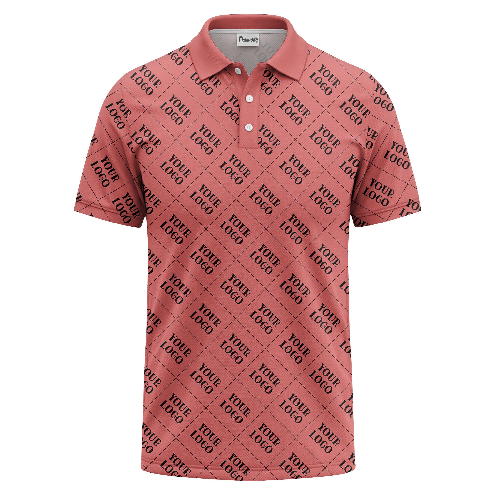 your logo diamond grid monochrome custom polo shirt for men