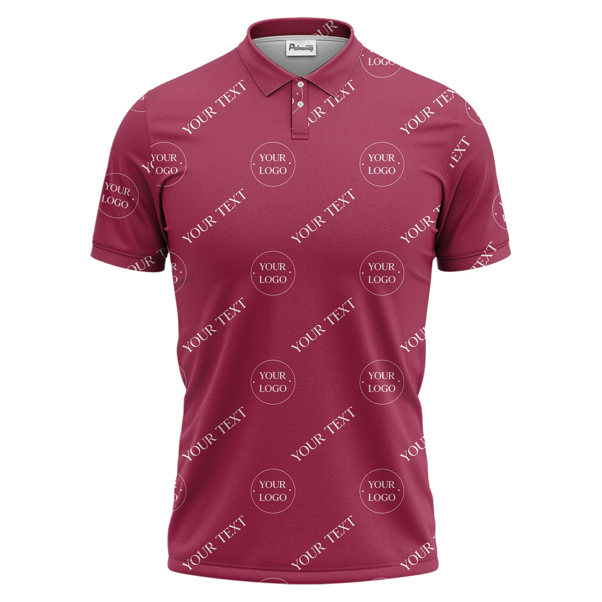 your name & logo repeat pattern black polo shirt for men