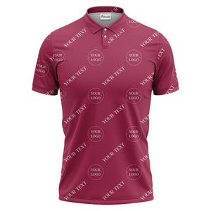 your name & logo repeat pattern black polo shirt for men