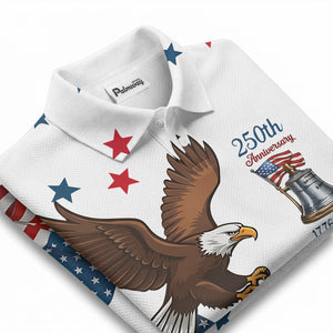 custom multi color patriotic eagle stars & stripes anniversary men's golf polo shirt