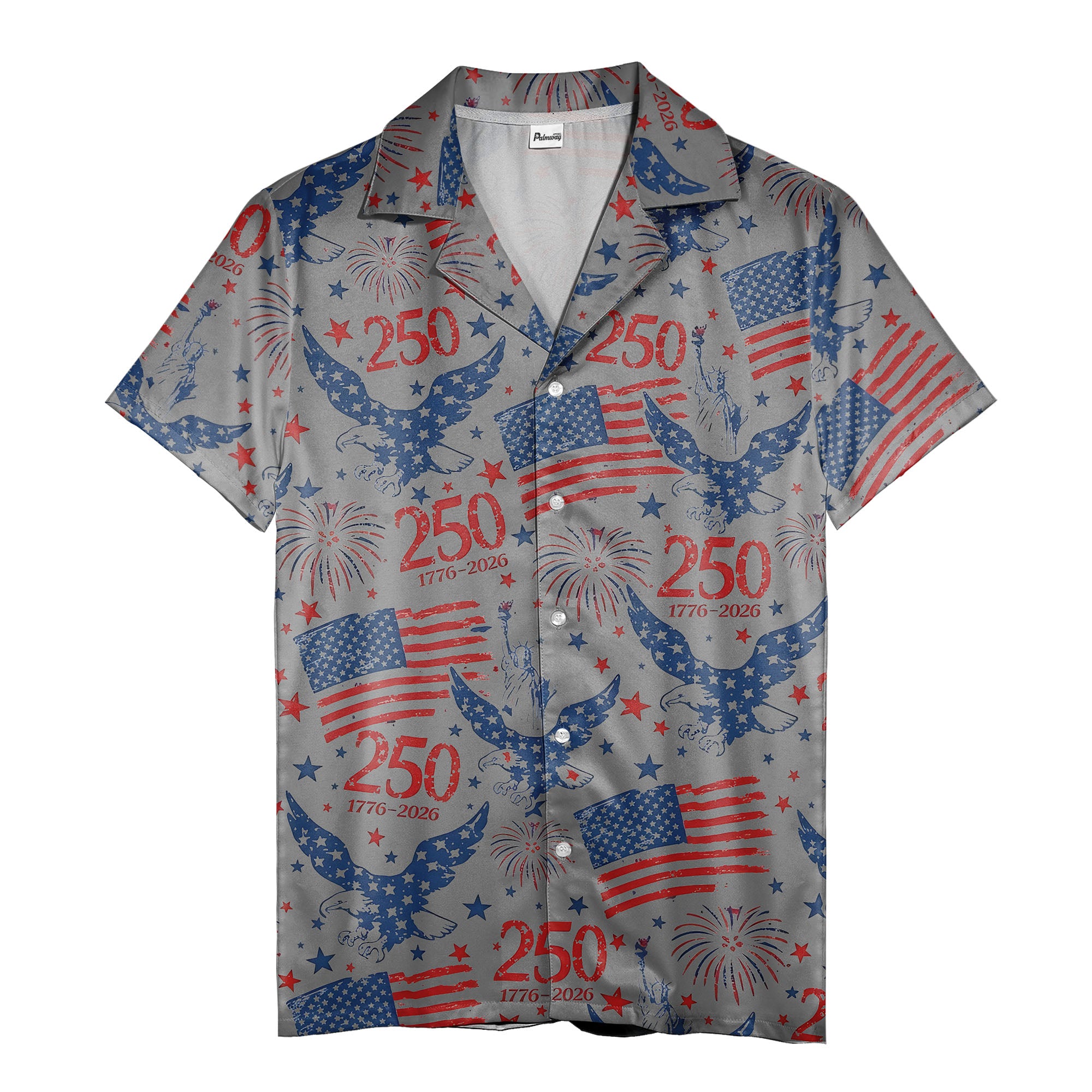 american 250th anniversary hawaiian shirt with eagles and fireworks all over print
