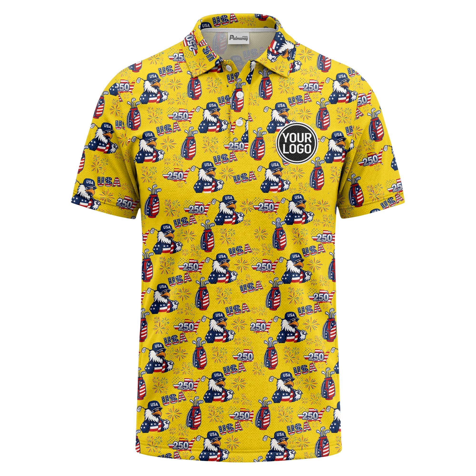 bald eagles golf bags fireworks patriotic polo shirt for men
