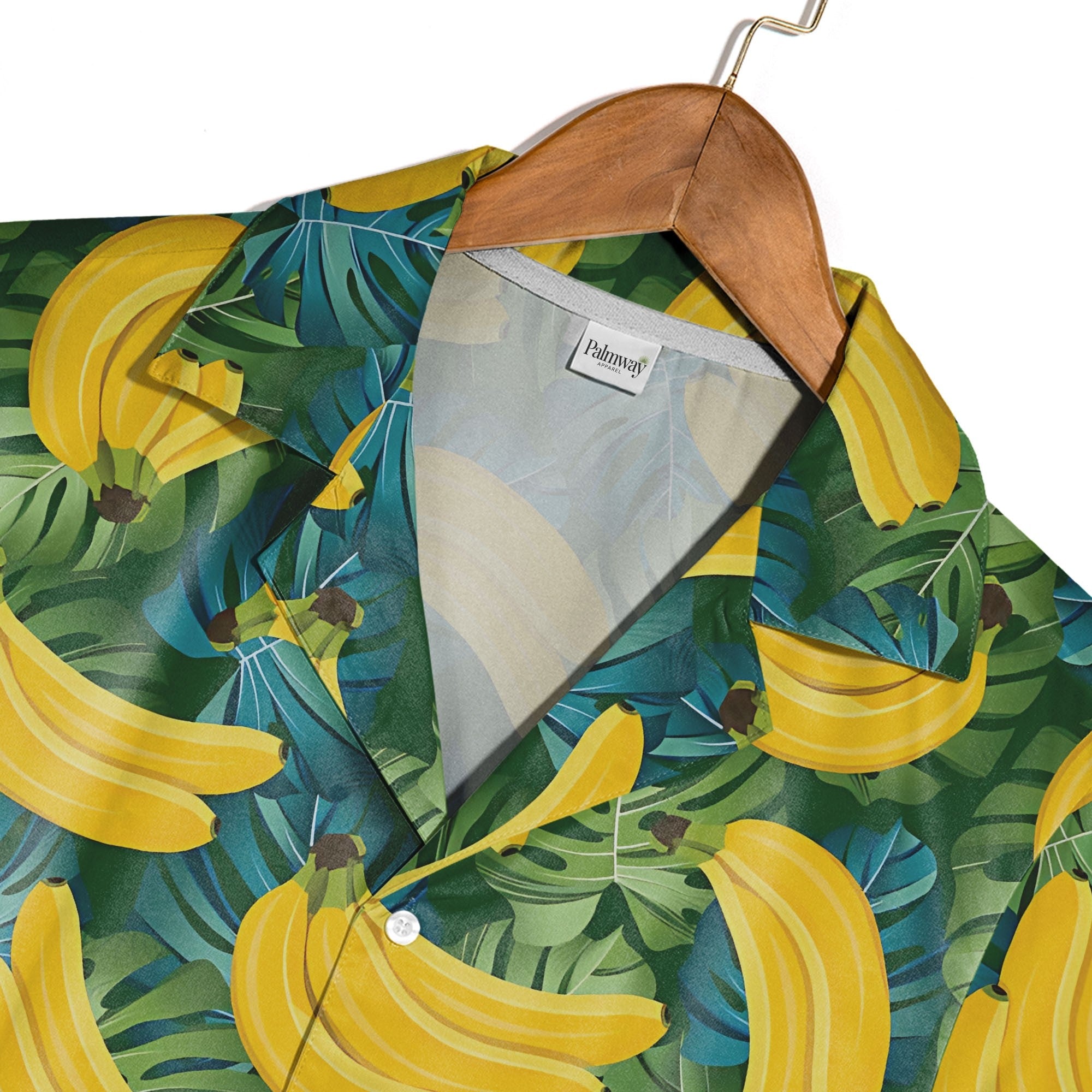 Banana Hawaiian Shirt on Dense Green Monstera Leaf Background