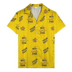 best dad ever gold crown circle repeat pattern hawaiian shirt for men