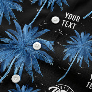 best dad ever palm trees & birds navy blue hawaiian shirt for men