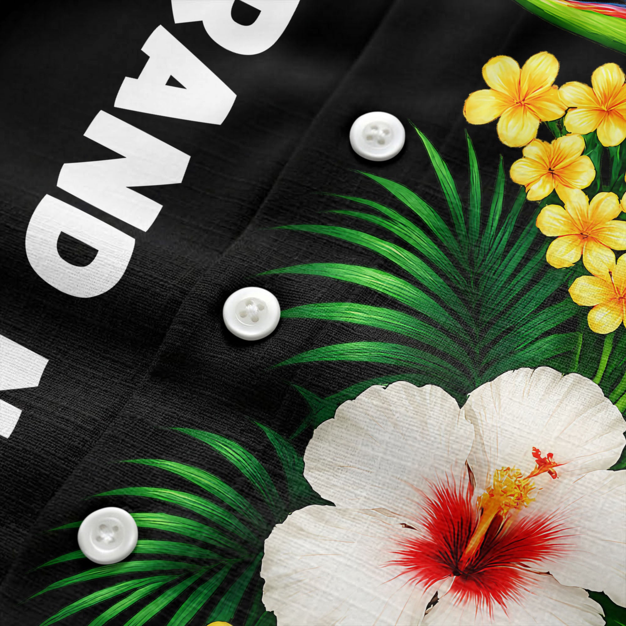 bird of paradise & hibiscus hawaiian shirt with palm leaves