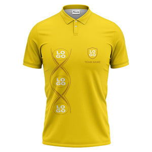 black gold infinity spiral shield team name graphic polo shirt for men
