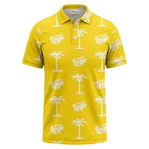 black gold palm trees & customizable logos graphic polo shirt
