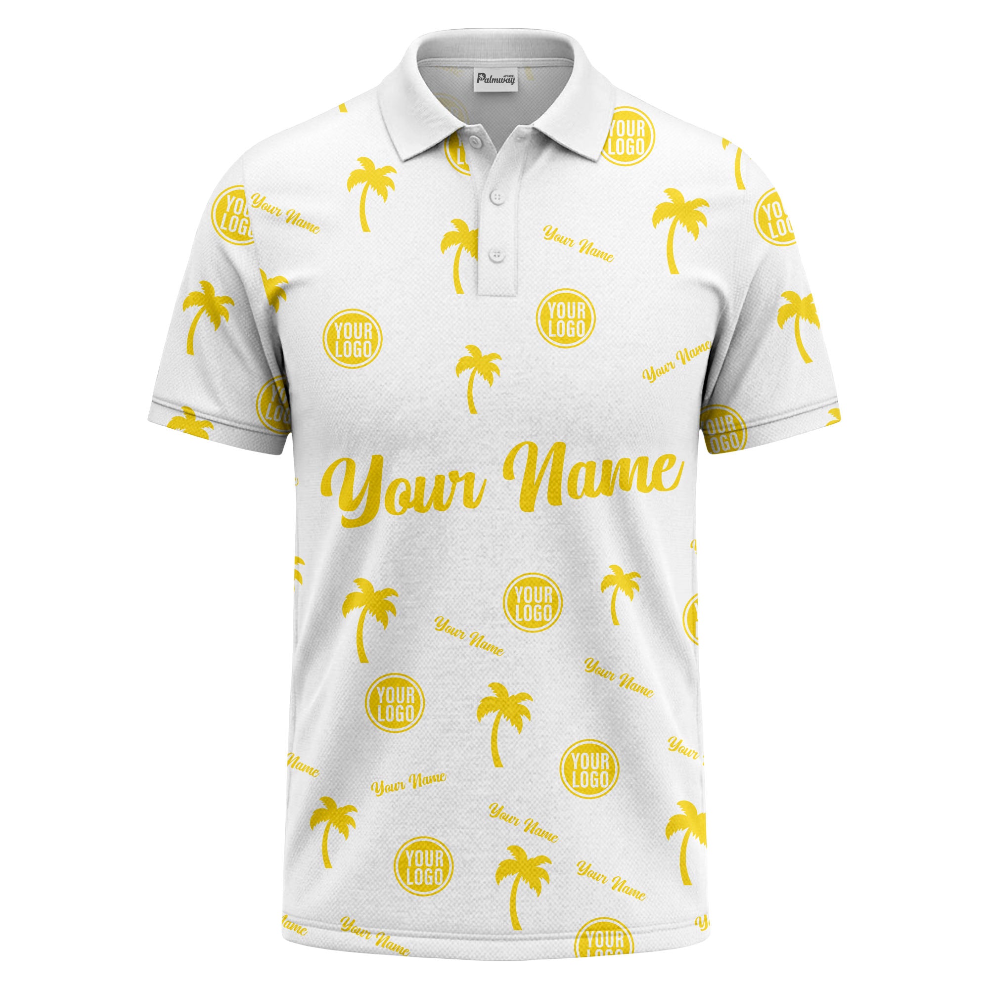 black palm tree silhouettes personalized polo shirt with custom logos