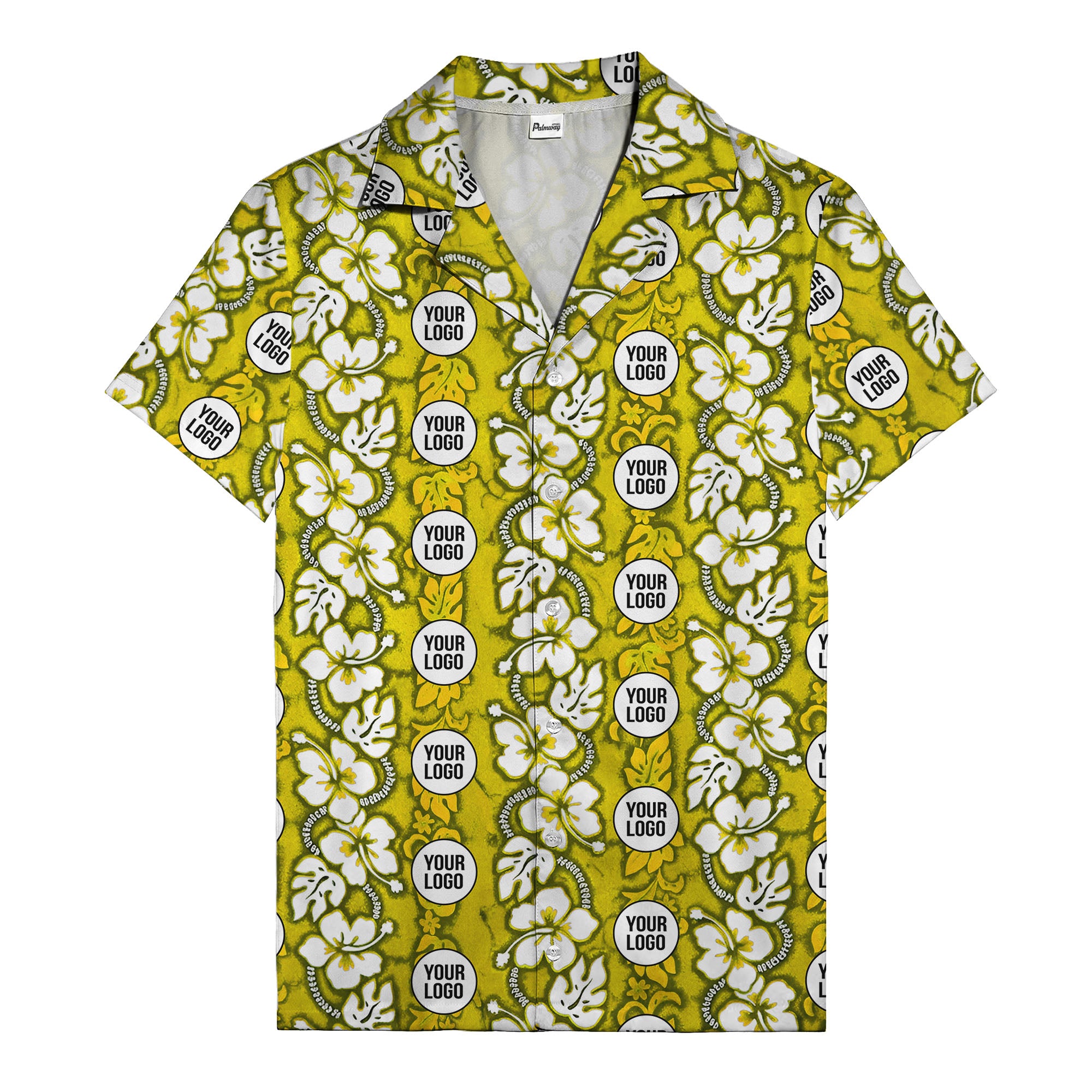 black & white hibiscus monstera custom logo hawaiian shirt for men