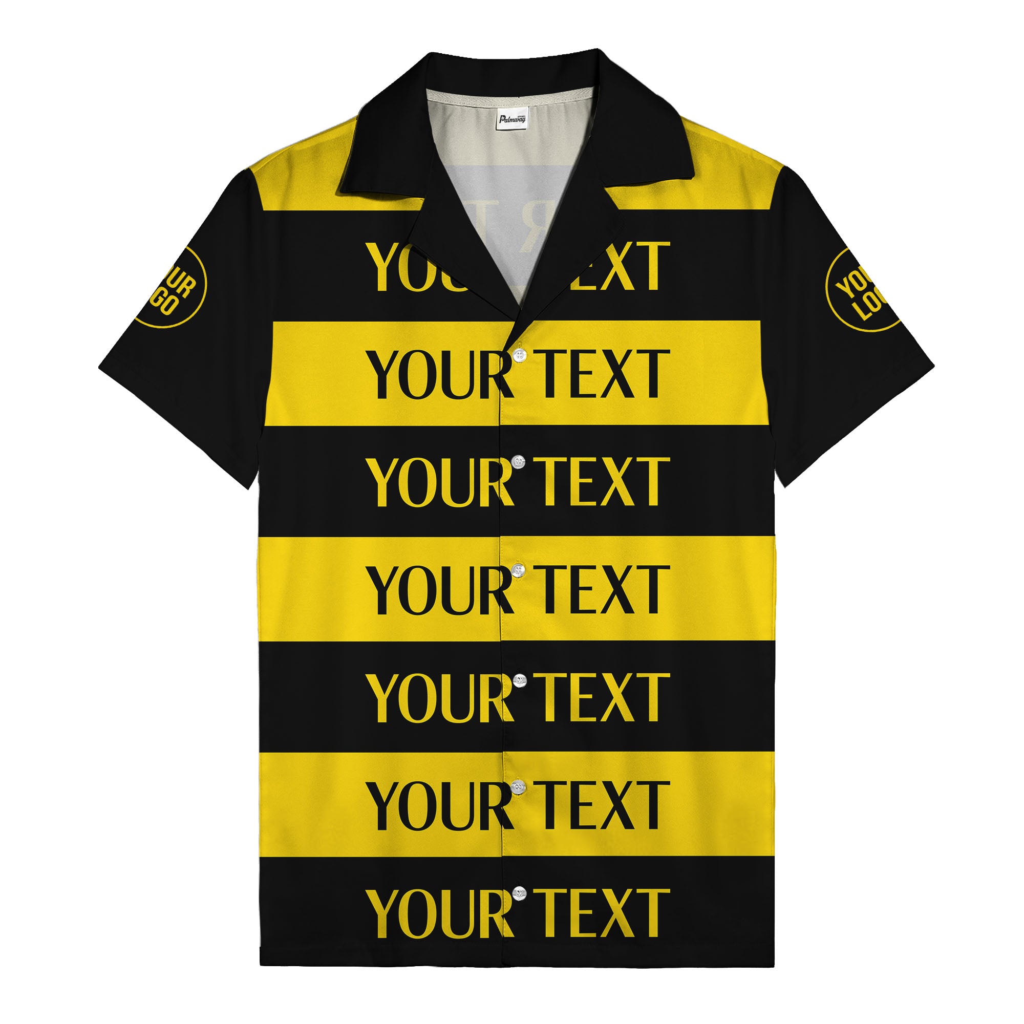 bold horizontal stripes customizable text hawaiian shirt for men