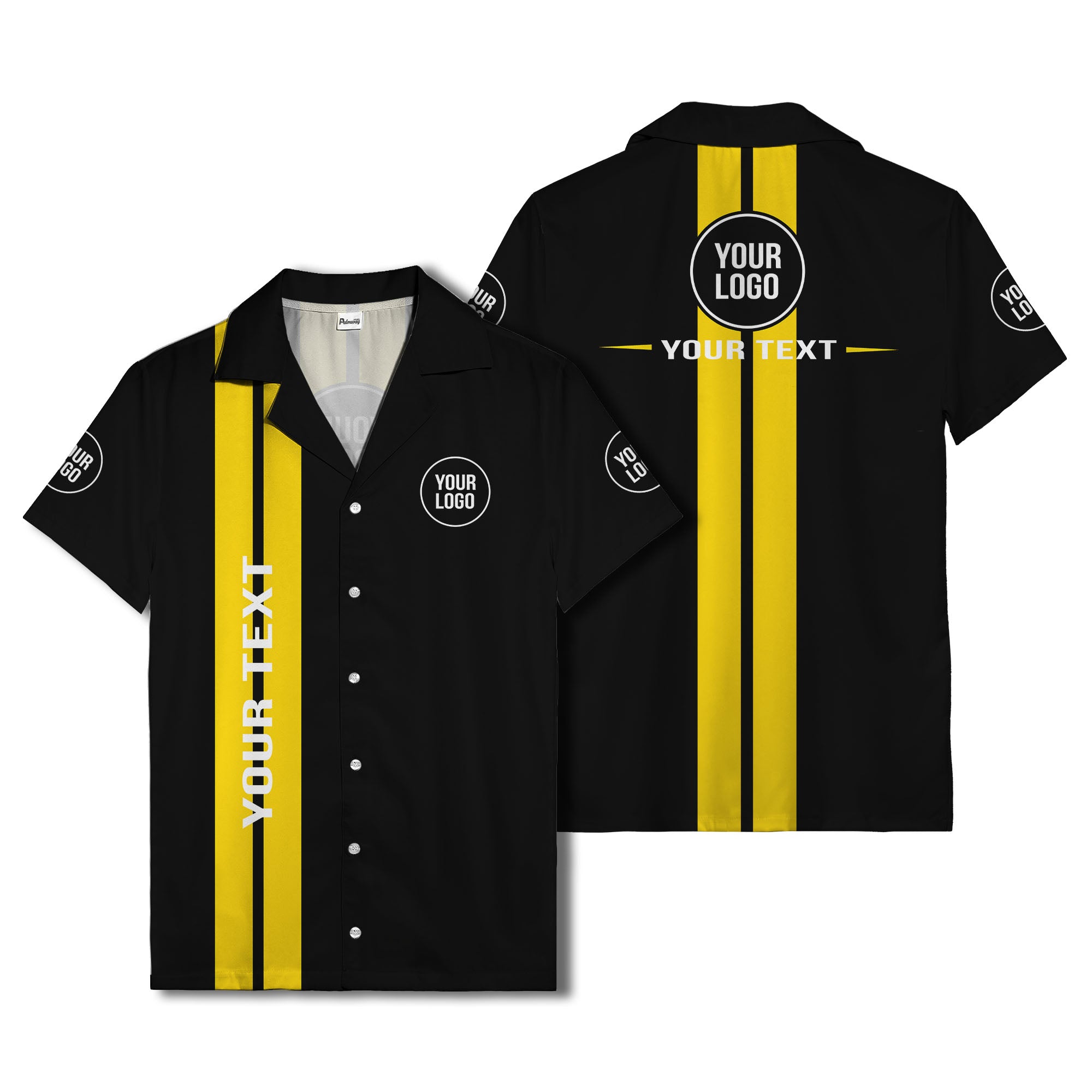 bold vertical stripe custom logo hawaiian shirt for men