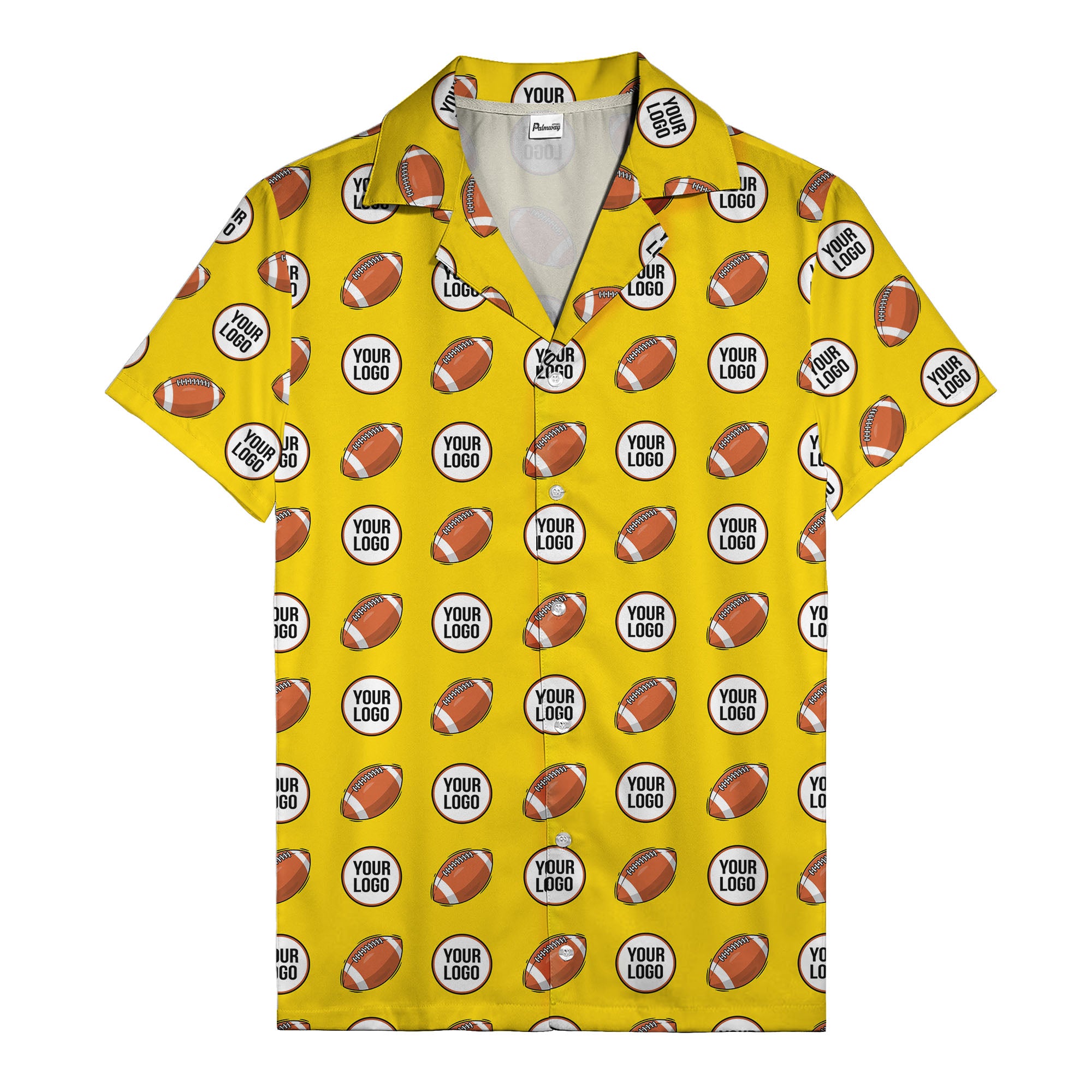 cartoon football field custom logo pattern black hawaiian shirt for men