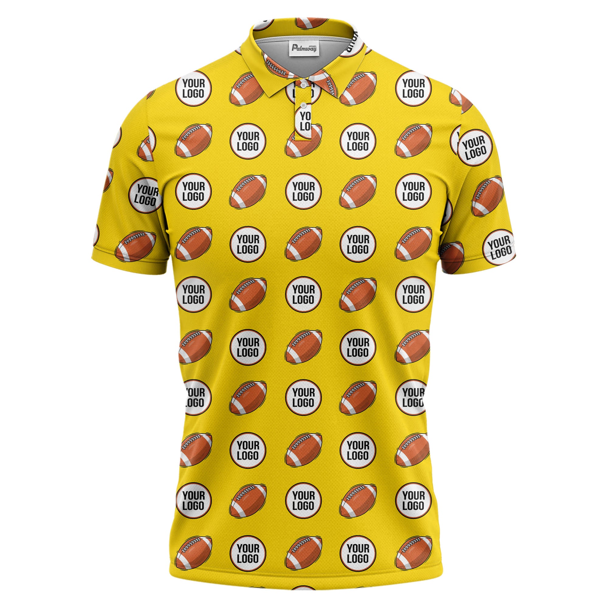 cartoon football logo circle repeat black sports polo shirt for men