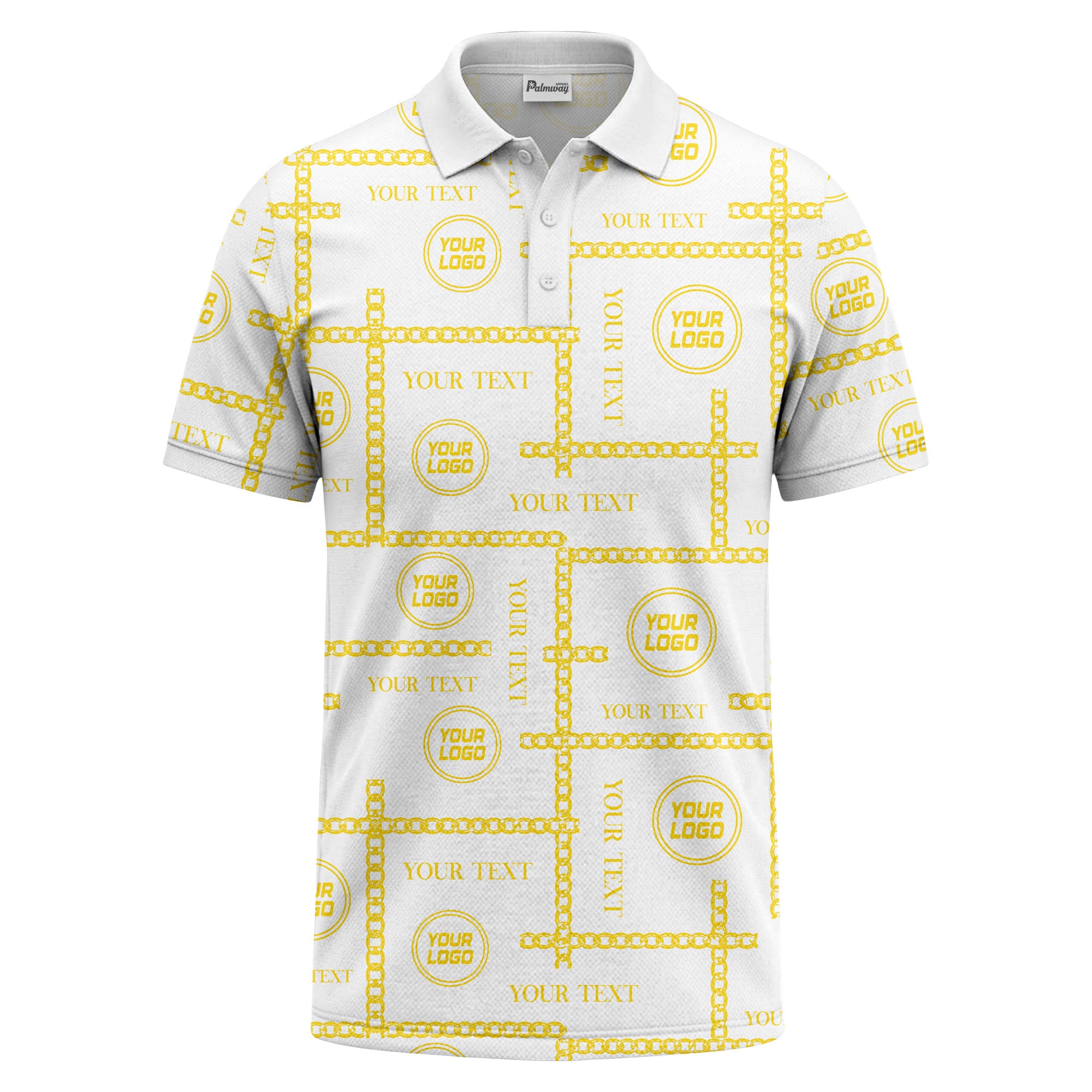 chain link grid custom logo monochrome polo shirt for men