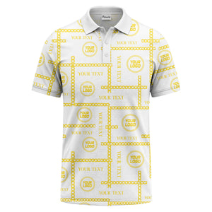 chain link grid custom logo monochrome polo shirt for men
