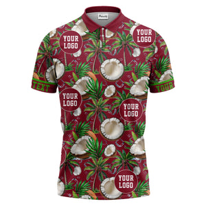 coconut palm trees ice cubes tropical black polo shirt for men