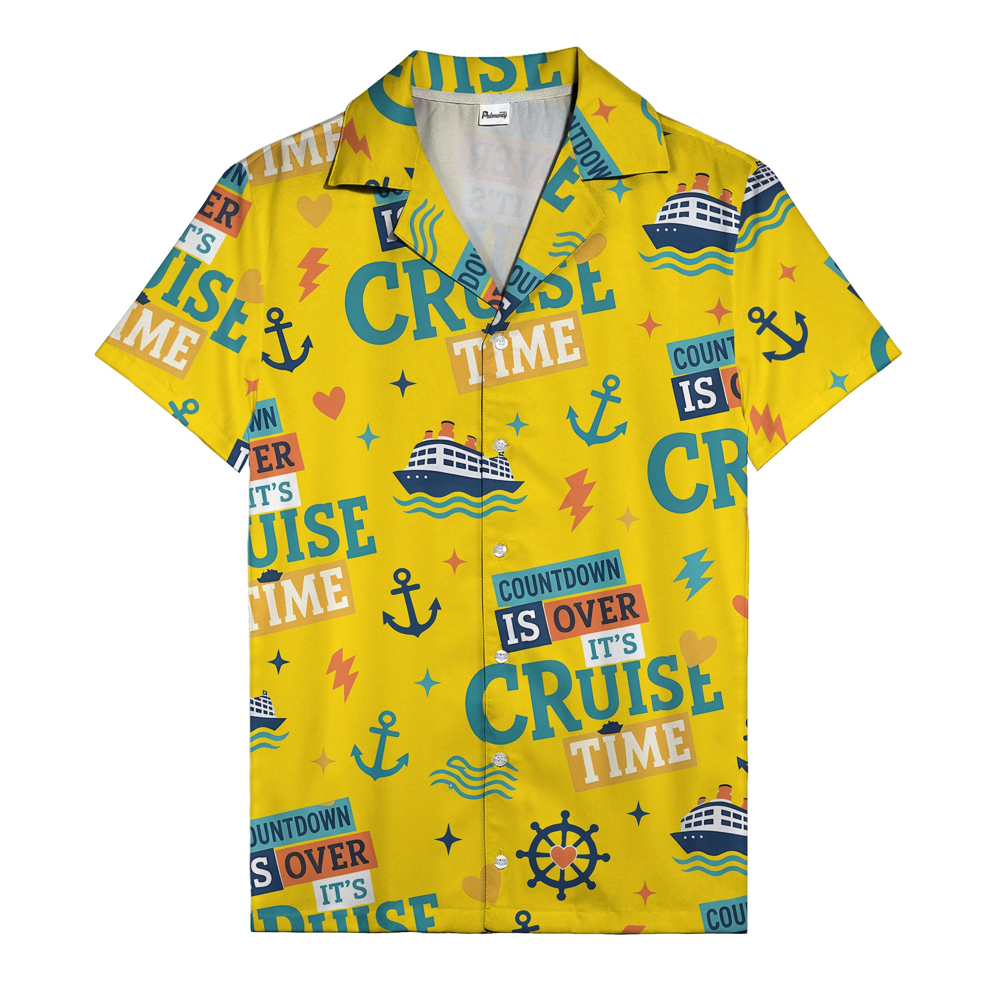 cruise ships & anchors cartoon fun hawaiian shirt for vacation