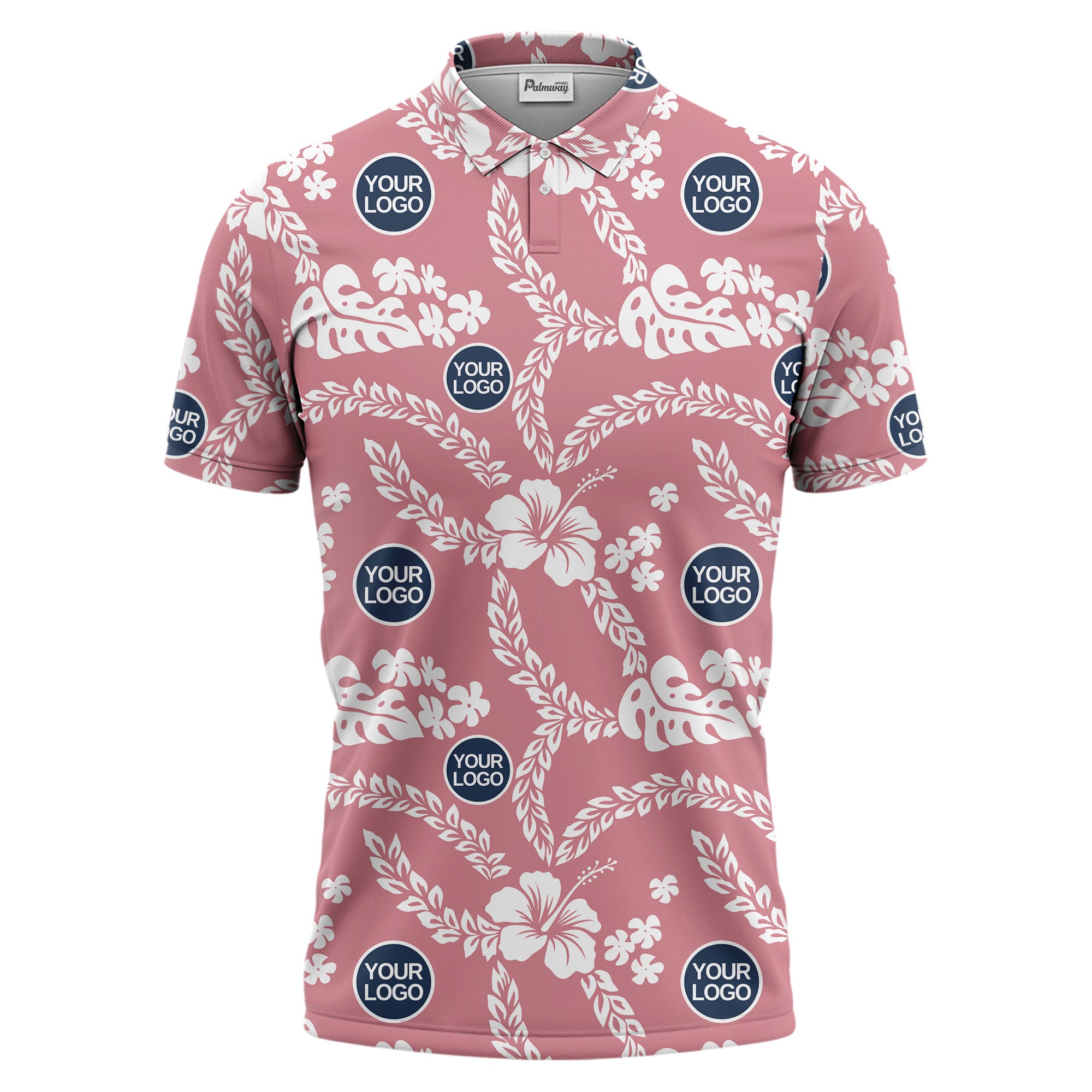 custom color tropical floral polo shirt | hibiscus & monstera leaf all-over print