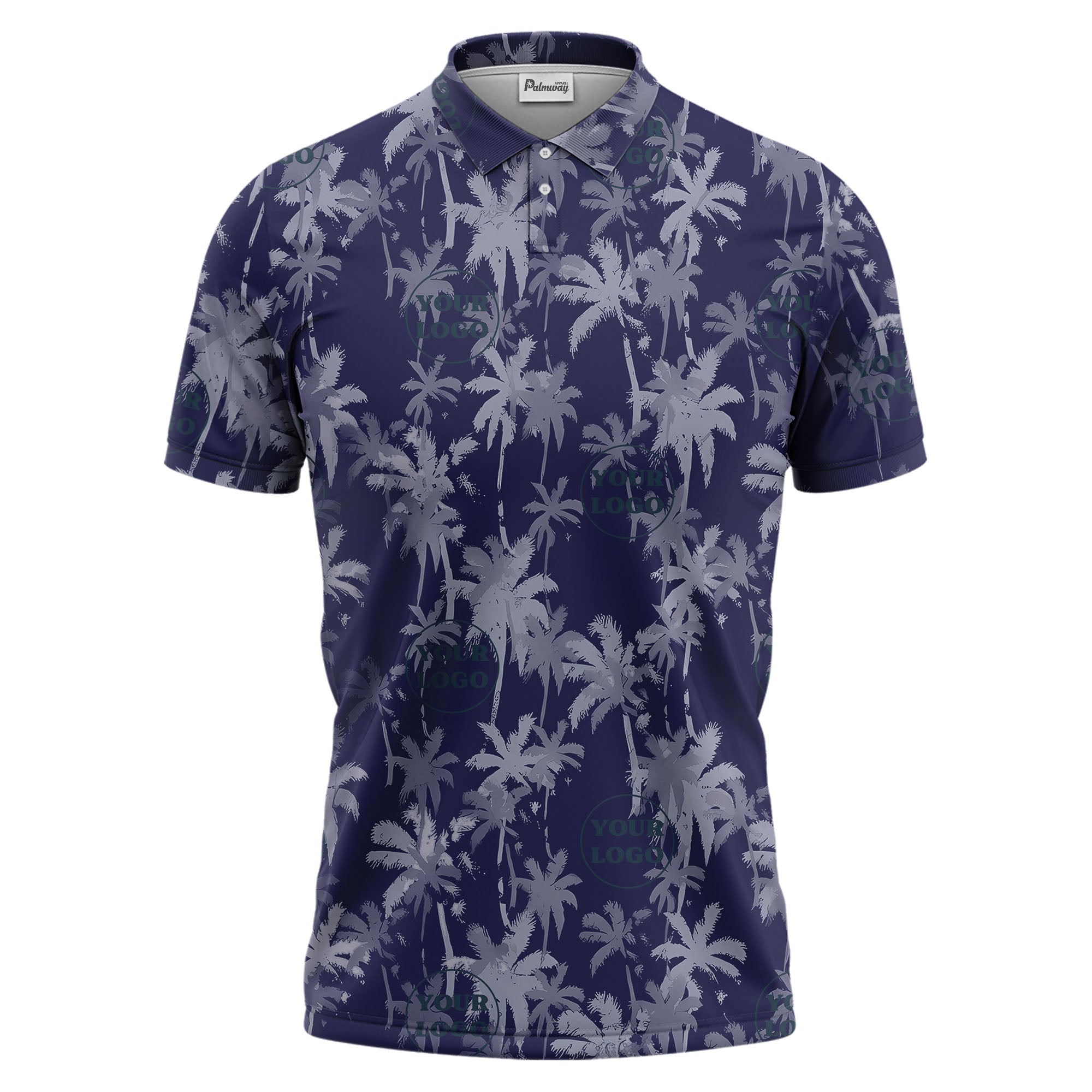 custom color tropical palm tree polo shirt | all-over illustrated print