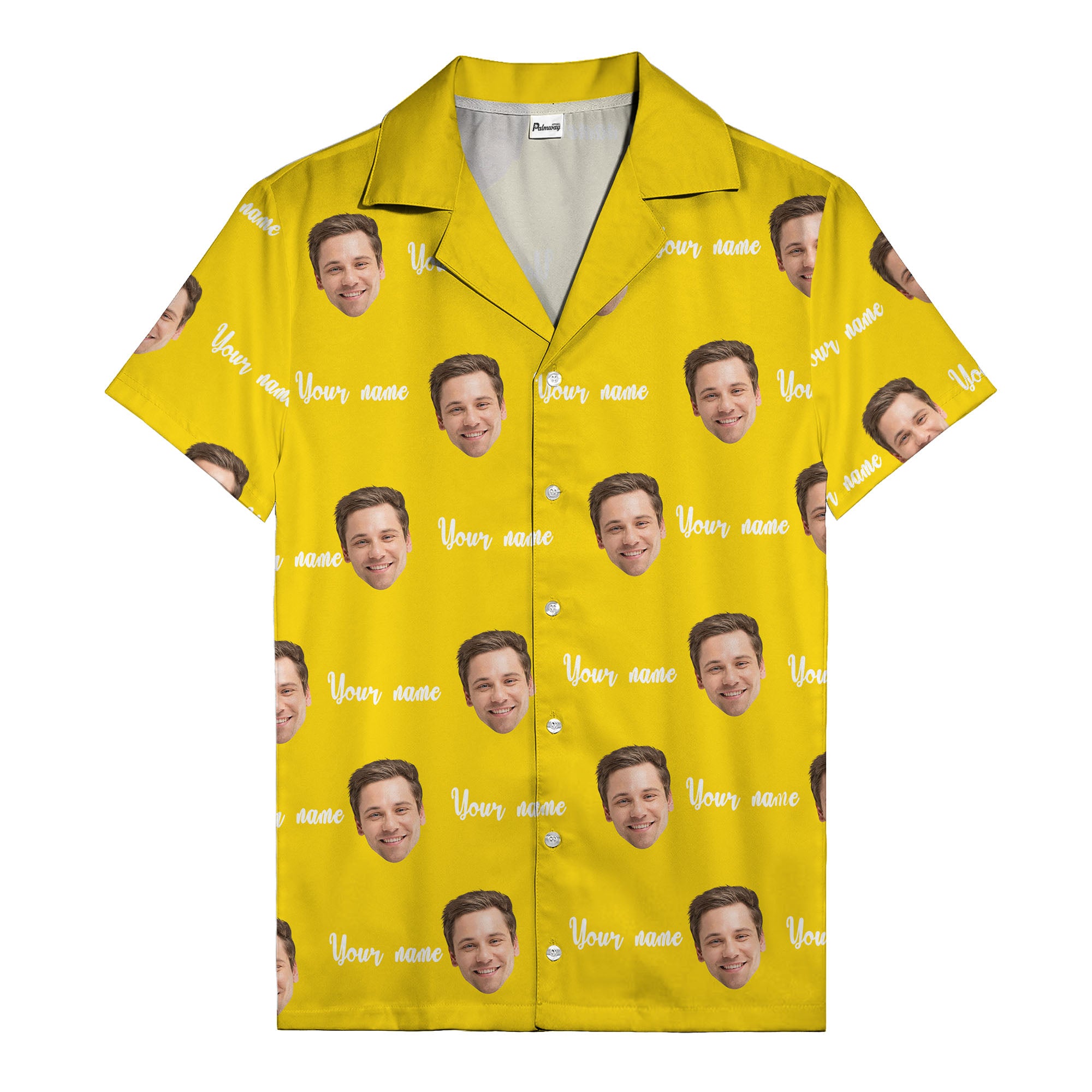 custom face portrait & personalized text repeat hawaiian shirt