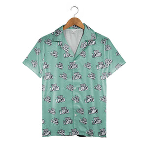 Custom Logo Hawaiian Shirt - Personalized Branded Repeating Text Pattern Design