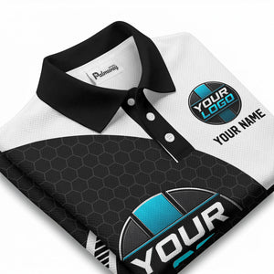 custom logo hexagon diagonal stripes polo shirt for men