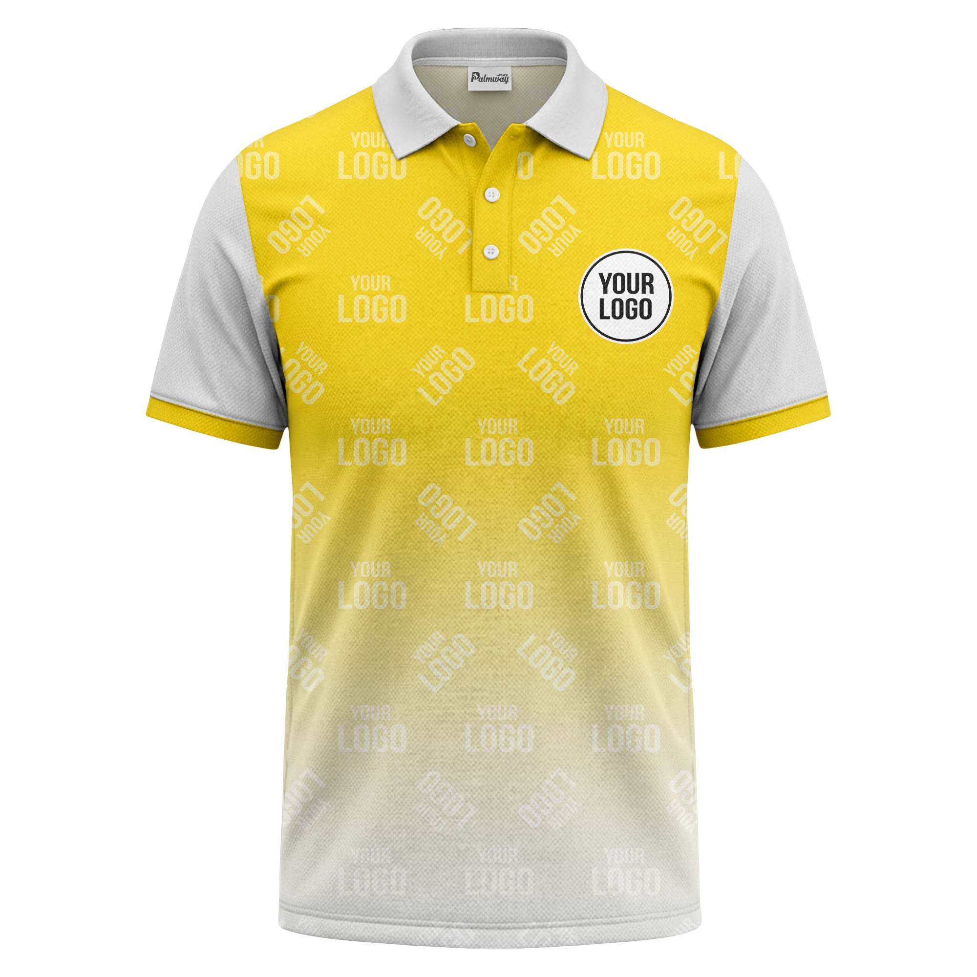 custom logo repeat gradient polo shirt for men in black & white
