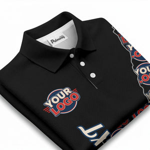 custom logo repeat vertical text pattern personalized polo shirt