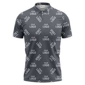 custom logo repeating text navy white hawaiian polo shirt for men