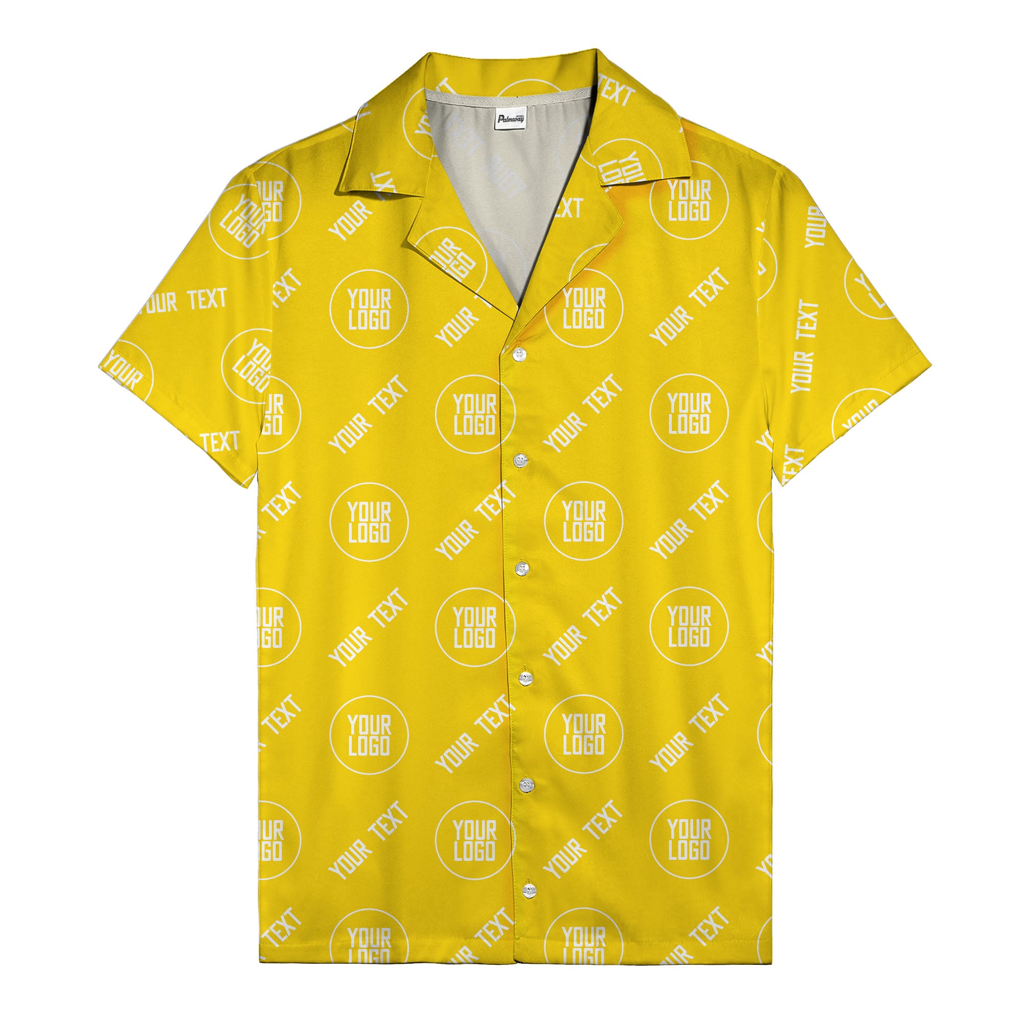 custom logo & text circle repeat black white hawaiian shirt for men