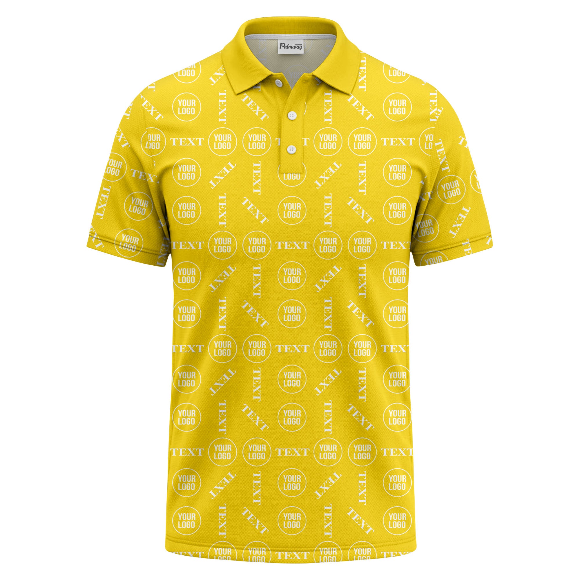 custom logo & text repeat all over print polo shirt