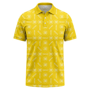 custom logo & text repeat all over print polo shirt