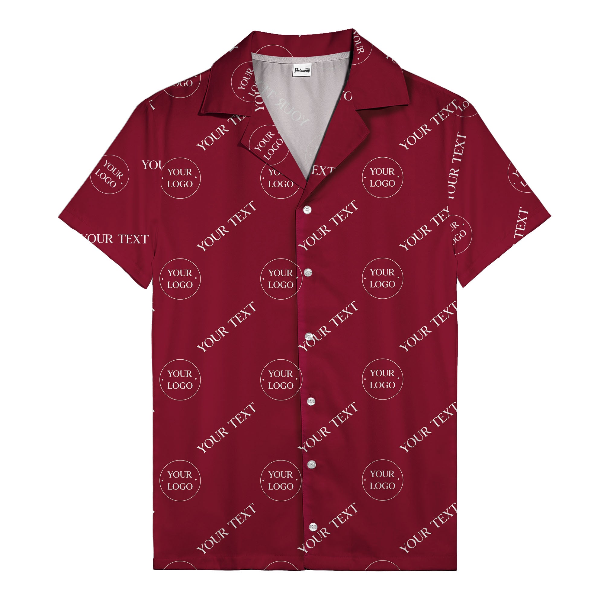 custom logo & text repeat black hawaiian shirt for personalized branding