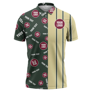 custom multi color geometric logo stripe men's golf polo shirt
