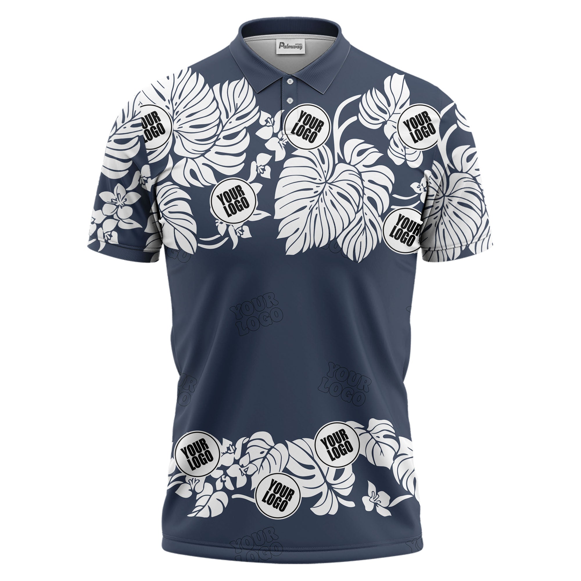 custom multi color monstera hawaiian floral tropical golf polo shirt for men