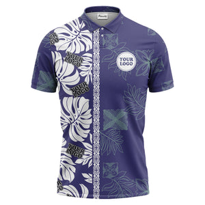 tropical leaf pattern polo custom polo shirt