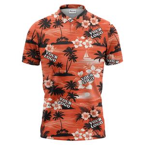 purple tropical sunset polo custom polo shirt