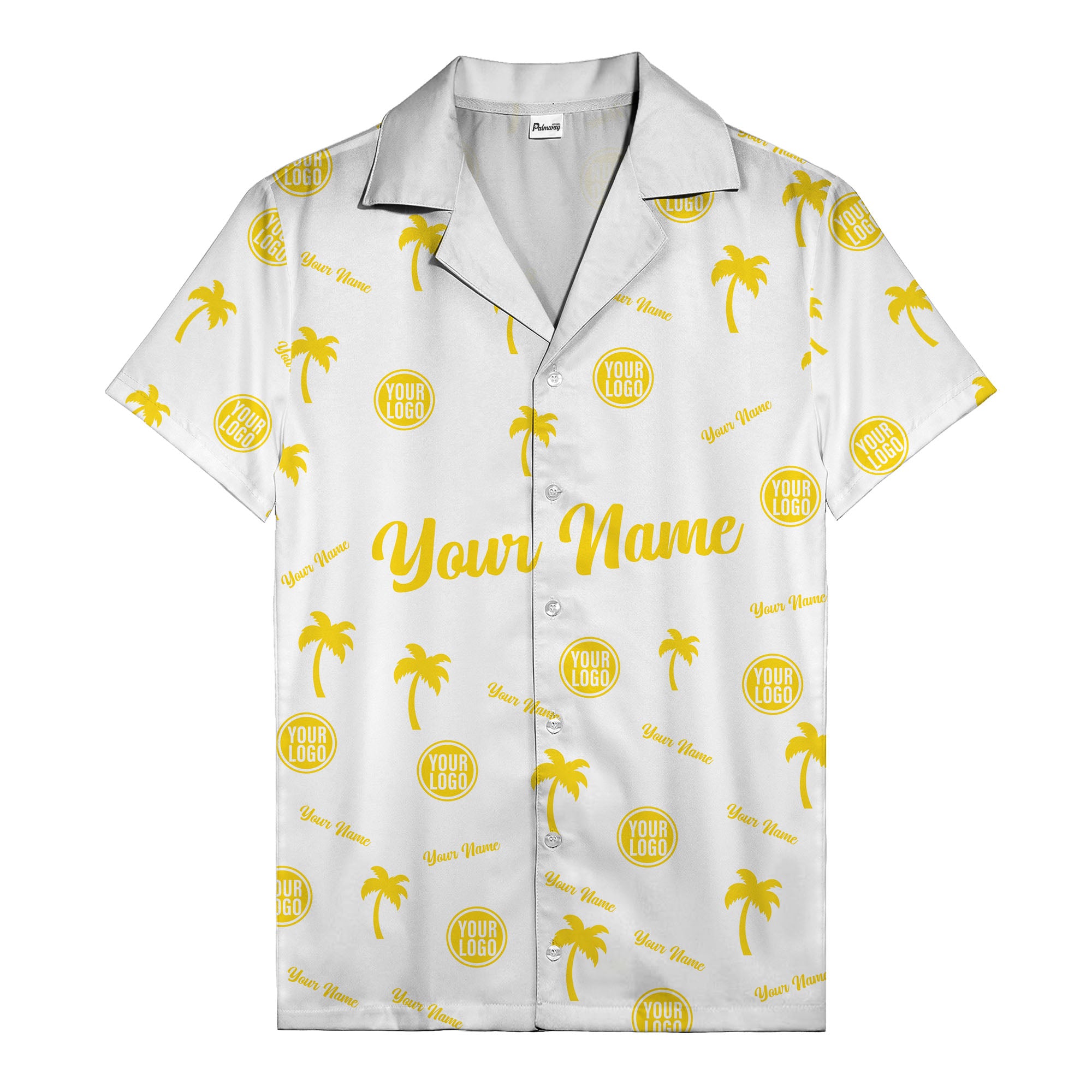 custom palm tree silhouette & name logo black white hawaiian shirt