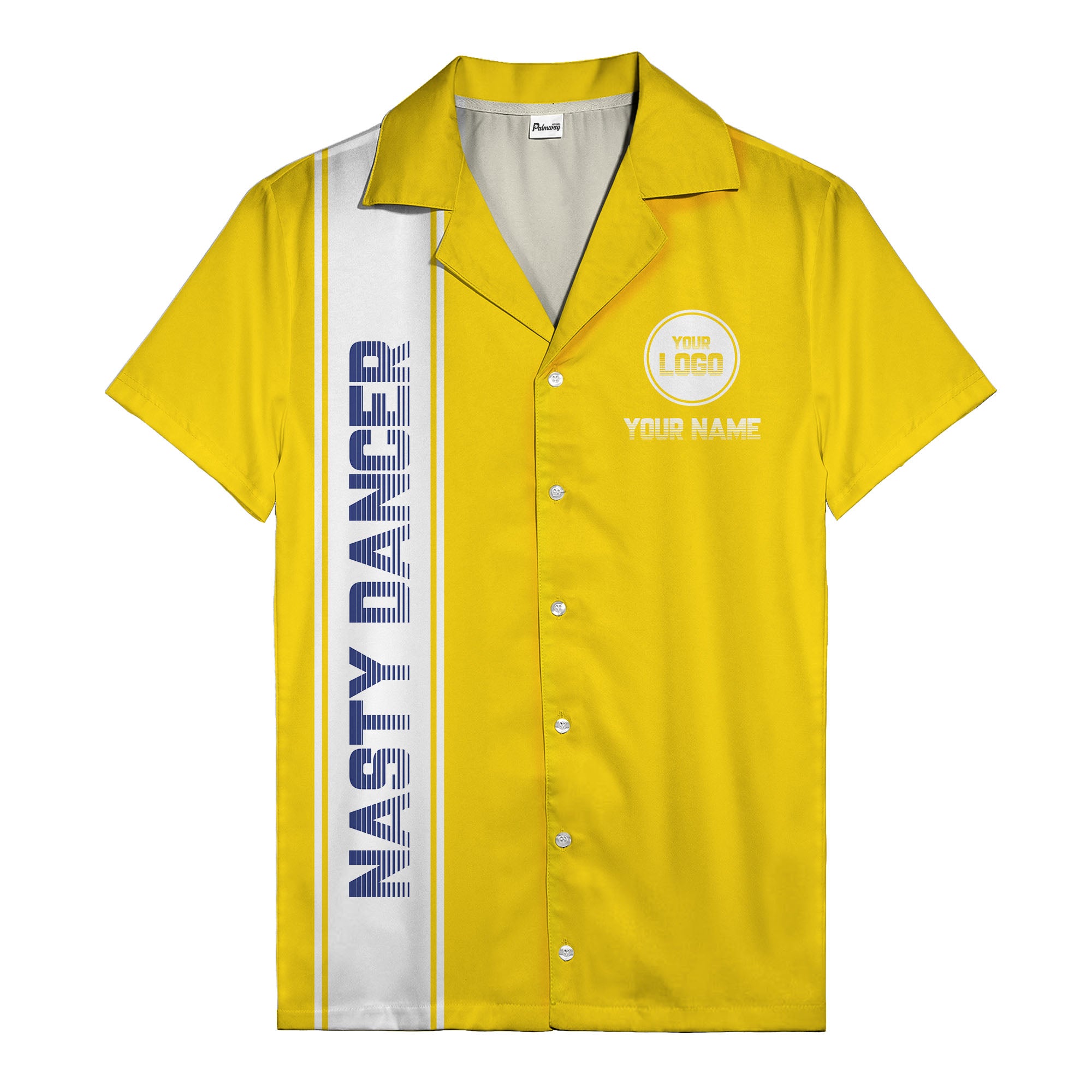 custom team logo striped black hawaiian shirt for spirit days