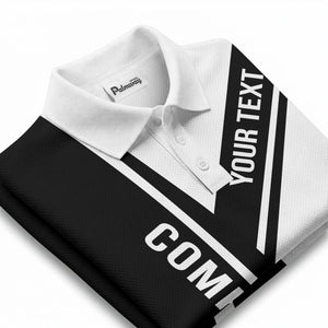customizable company logo diagonal stripe polo shirt for corporate teams