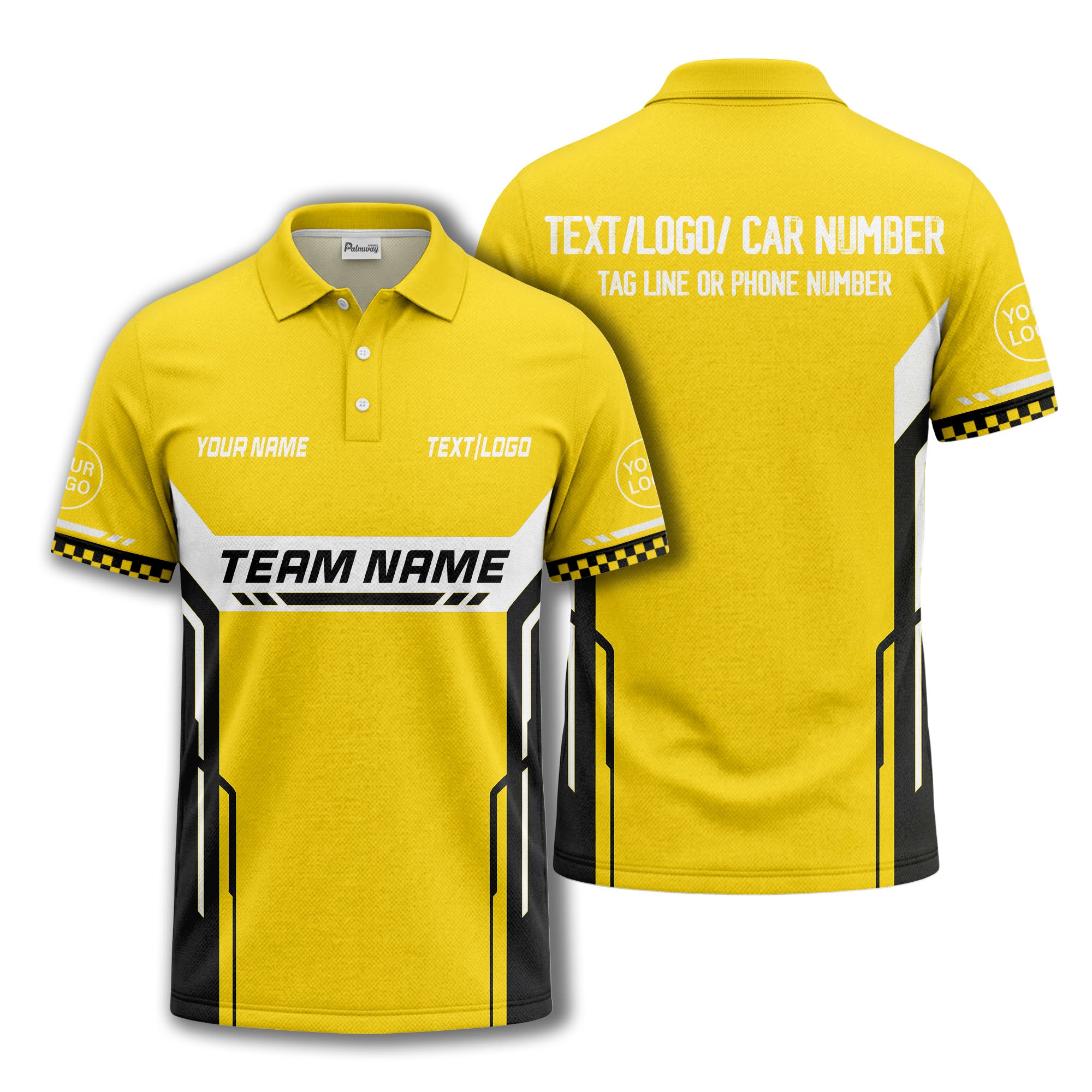 customizable team name geometric stripes polo shirt for men