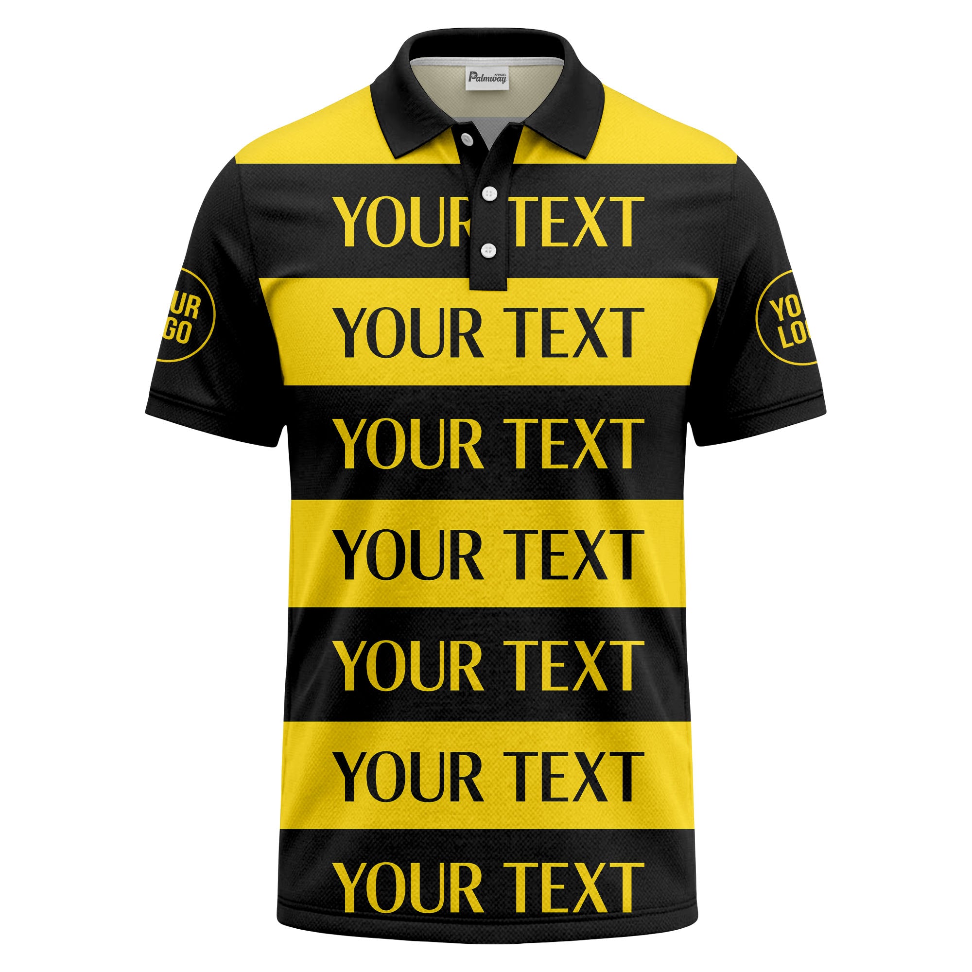customizable text on bold horizontal stripes polo shirt