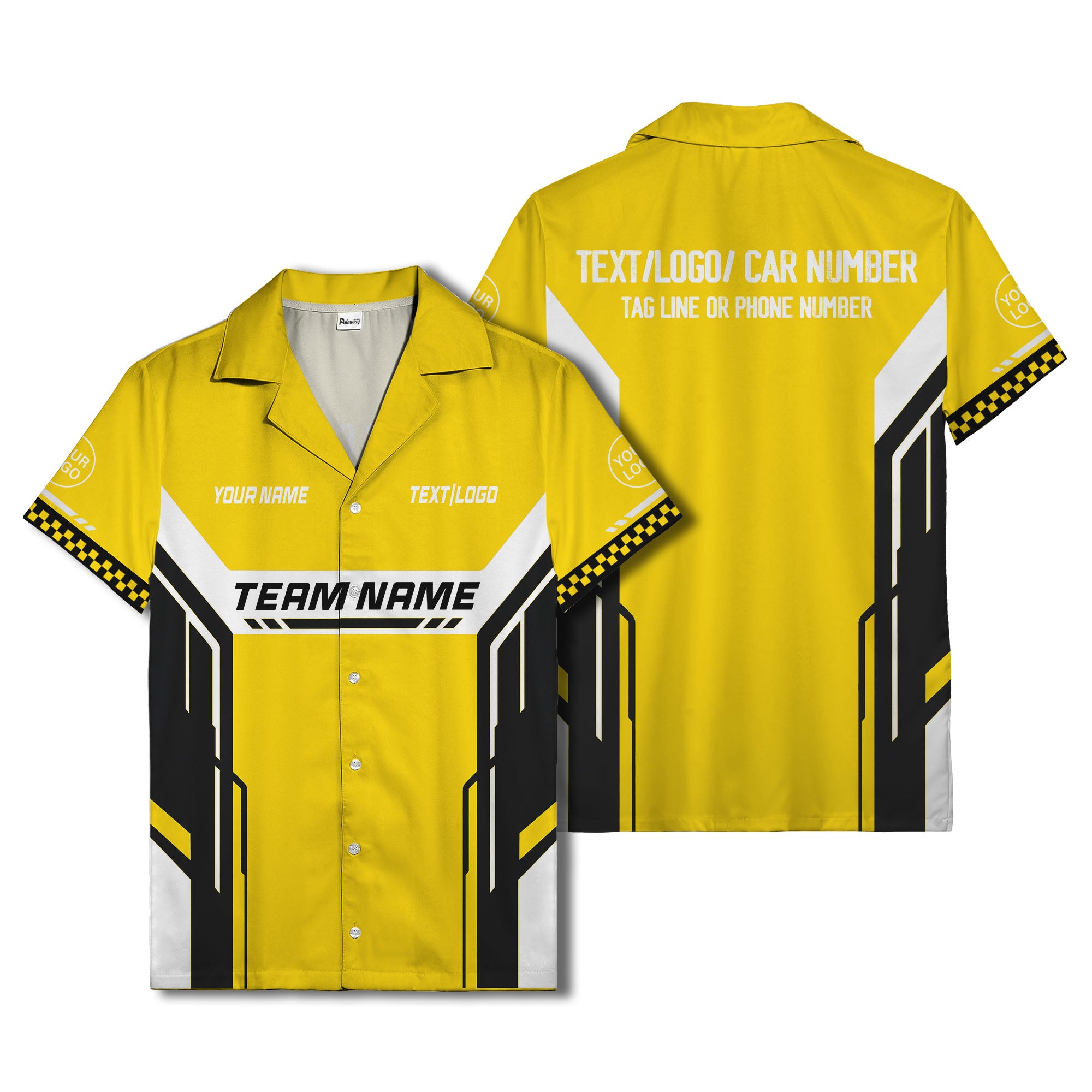 geometric stripes & custom text aloha hawaiian shirt for men