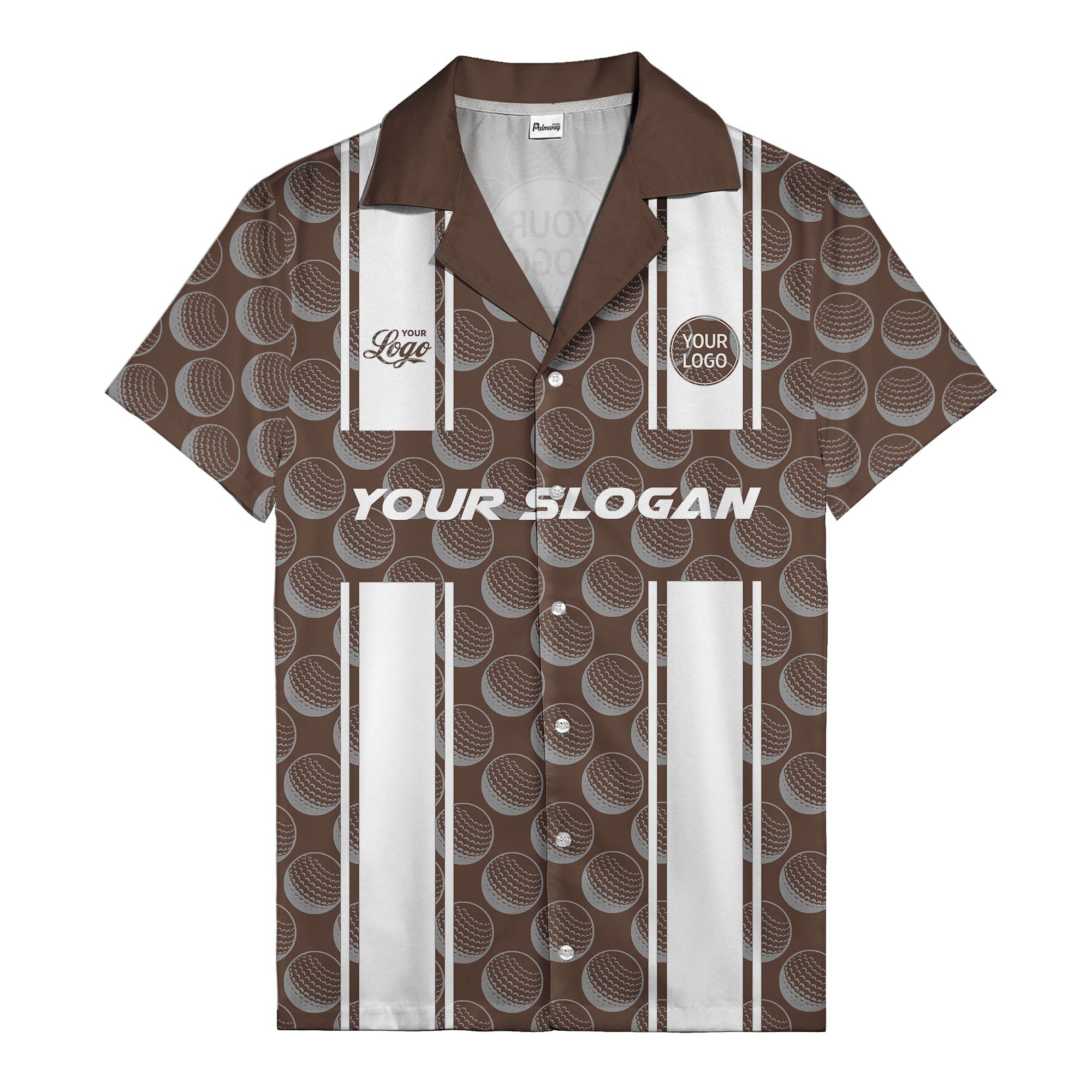 golf ball & white stripe repeat hawaiian shirt for golfers