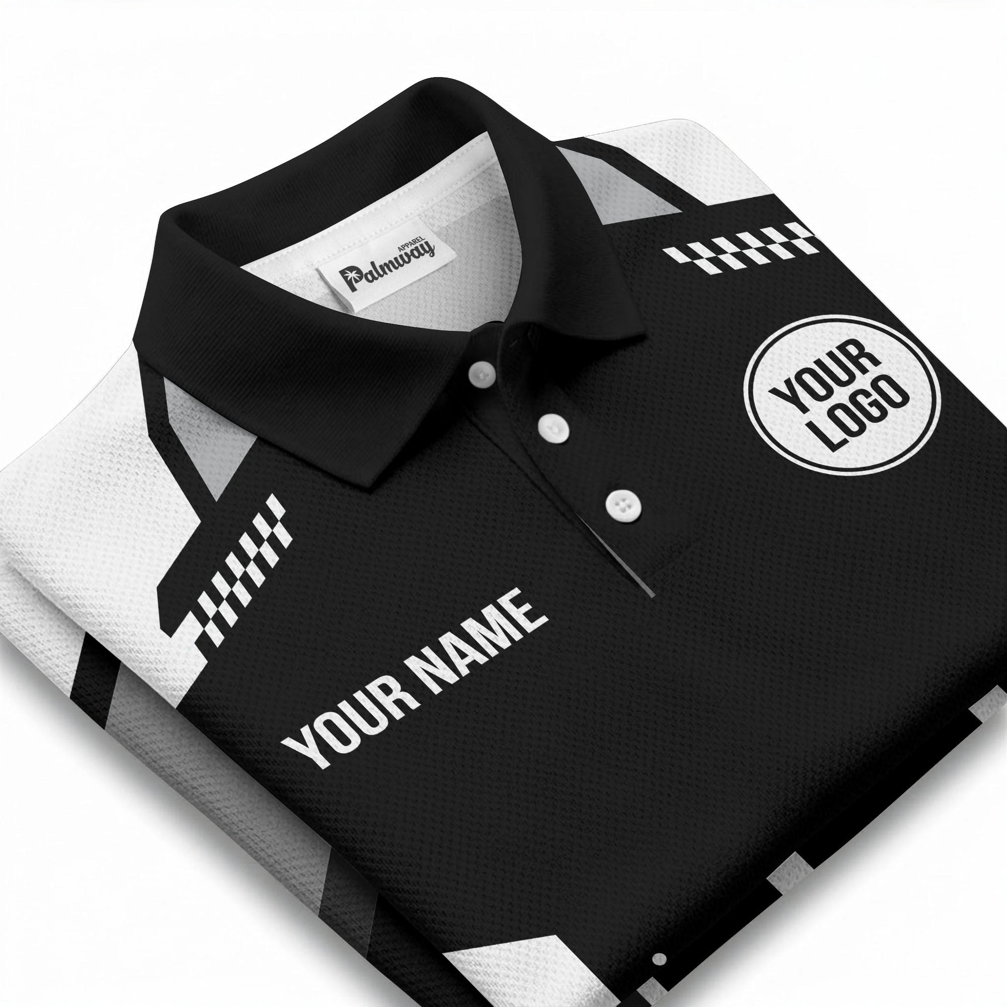 hexagonal checkerboard dots & lines modern geometric polo shirt