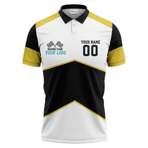 Illustrated Racing Flags Geometric Polo Shirt For Athletic Team Spirit