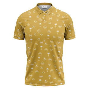 Illustrated Tropical Football Palm Tree Repeat Polo Shirt For Game Day