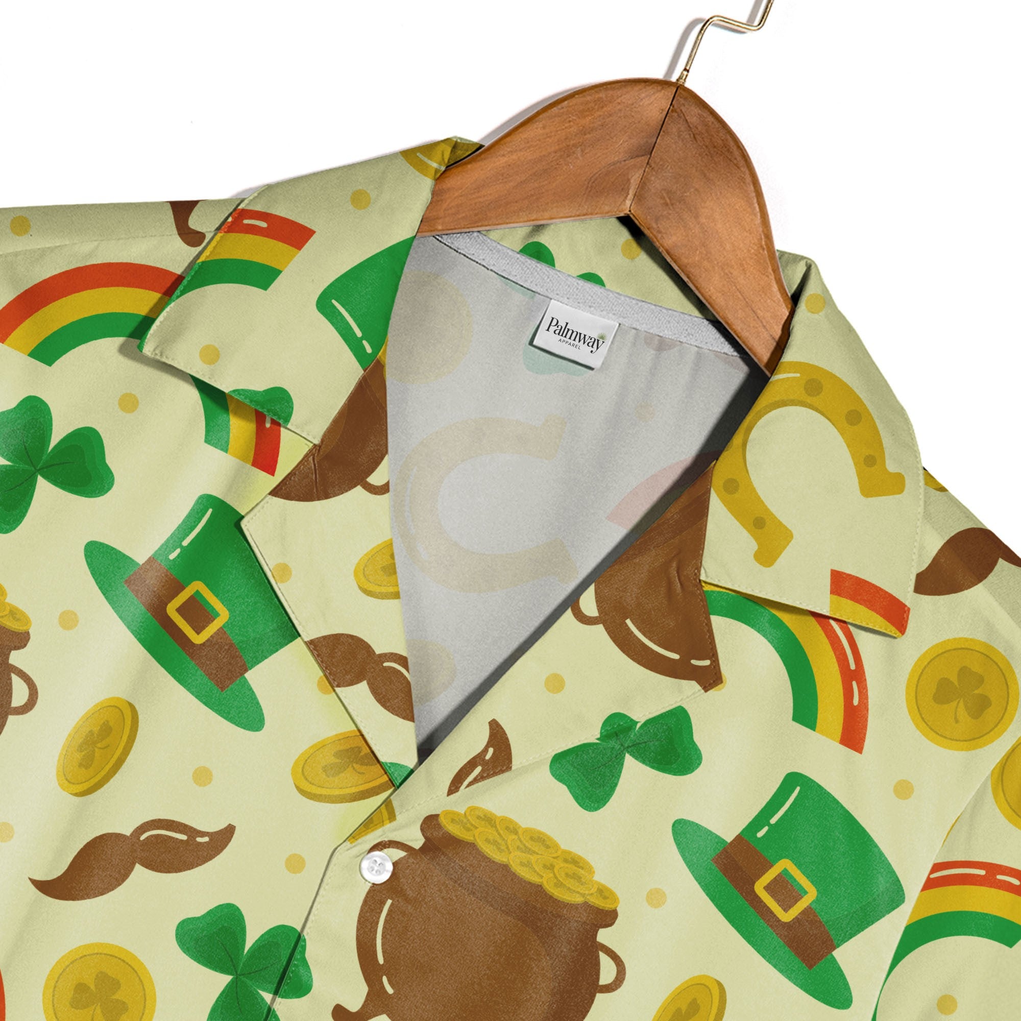 Irish Gnome Hawaiian Shirt with Bearded Characters Shamrocks and Beer Mugs
